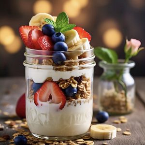 Yogurt Parfait dengan Granola dan Buah